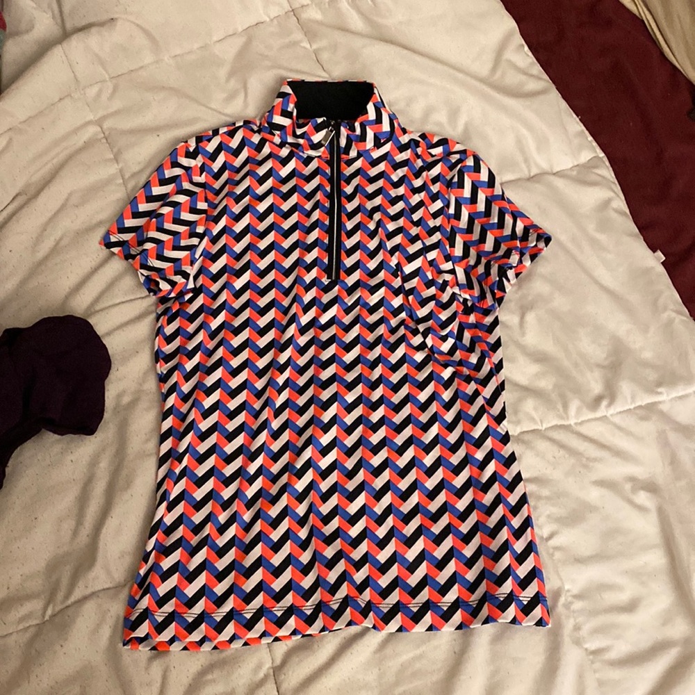 Tail activewear blue white pink quarter zip t shirt